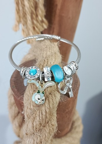 Bohem Renkli Boncuklu Turkuaz  Cahrm Bileklik - Görsel 3