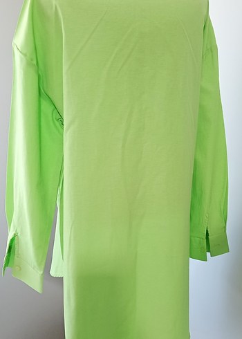 Uzun Kollu Yeşil Kadın Gömlek - Görsel 3