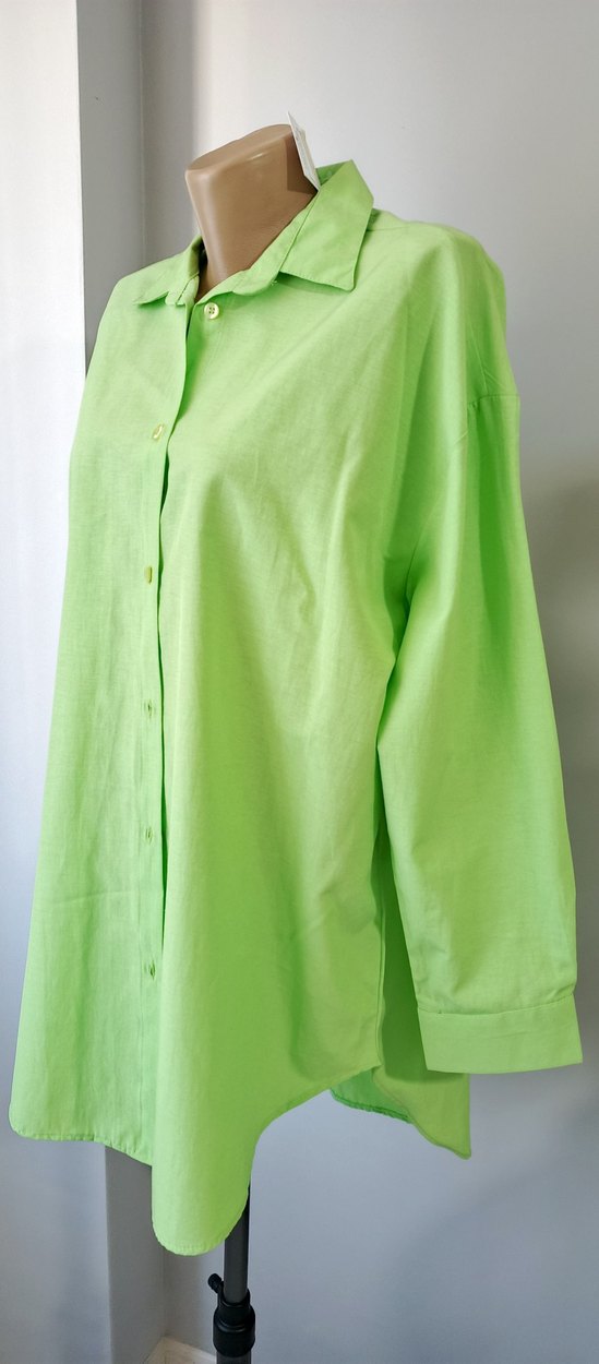 Uzun Kollu Yeşil Kadın Gömlek - Görsel 2