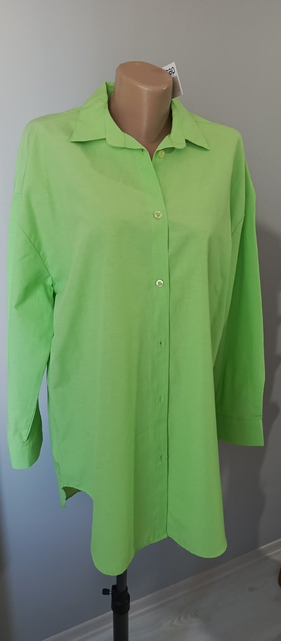 Uzun Kollu Yeşil Kadın Gömlek - Görsel 5