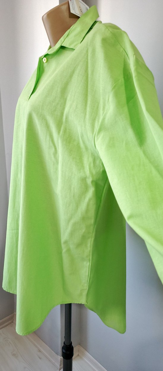 Uzun Kollu Yeşil Kadın Gömlek - Görsel 4
