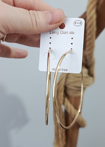 Parlak Altın Midi Halka Küpeler - Görsel 6