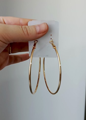 Parlak Altın Midi Halka Küpeler - Görsel 4