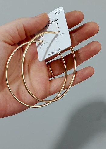 Parlak Altın Midi Halka Küpeler - Görsel 7