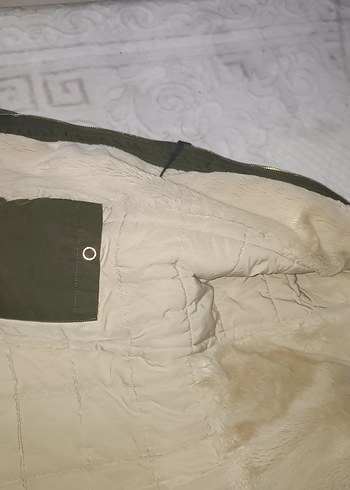 yeşil Kürklü Kadın zara mont - Görsel 2