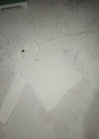 Fermuarlı Beyaz Sweatshirt - Görsel 2