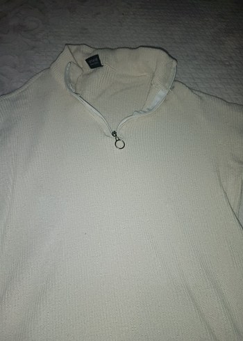 Fermuarlı Beyaz Sweatshirt - Görsel 3