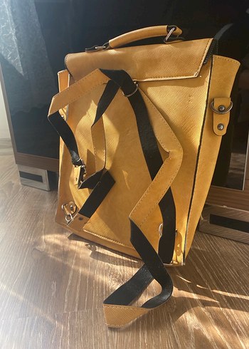 Bej Deri Bohem Sırt Çantası - Görsel 2