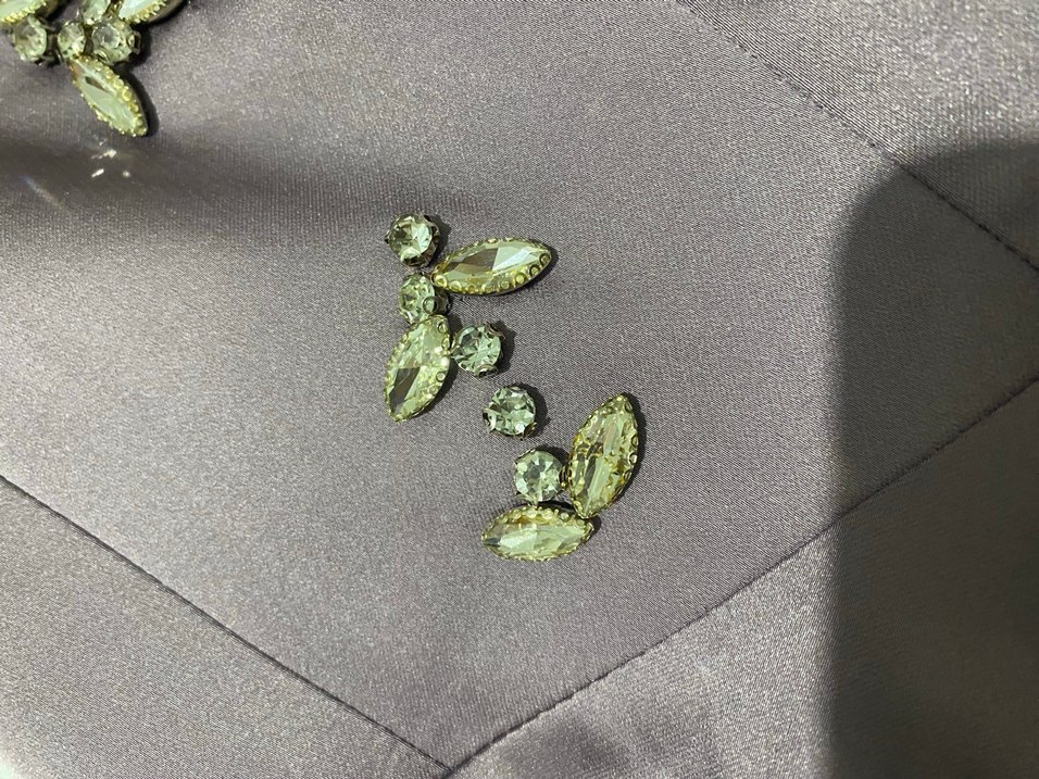 Uzun Kollu Nakışlı Mor Abiye Elbise - Görsel 4