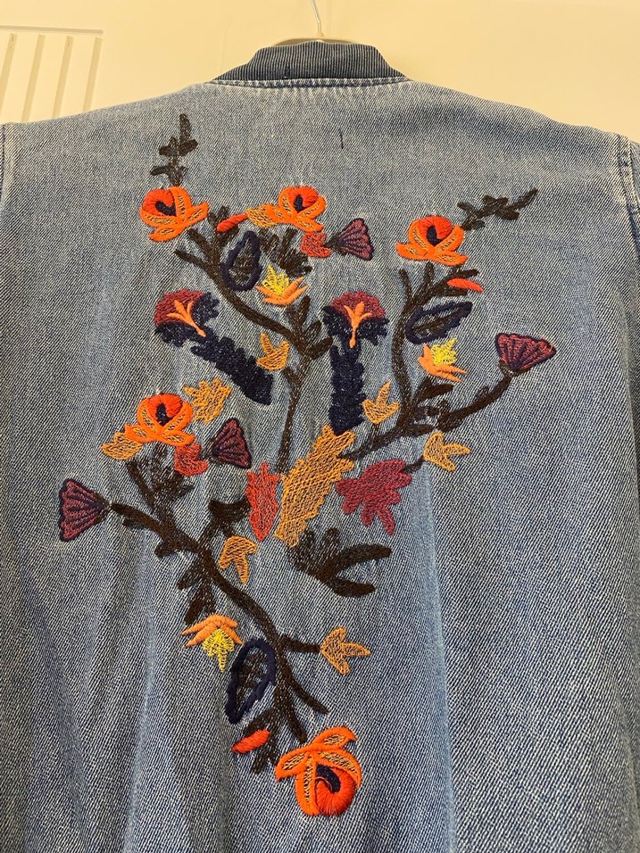 Nakışlı Kadın Mavi Denim Ceket - Görsel 4