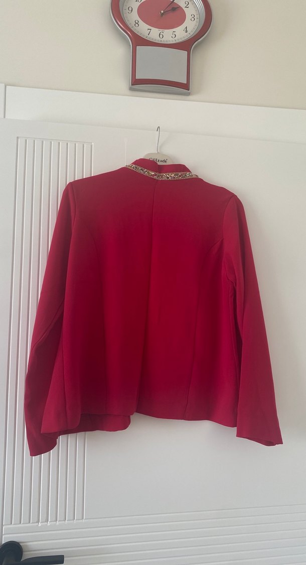 Bordo İşlemeli Salaş Kadın Ceket - Görsel 4