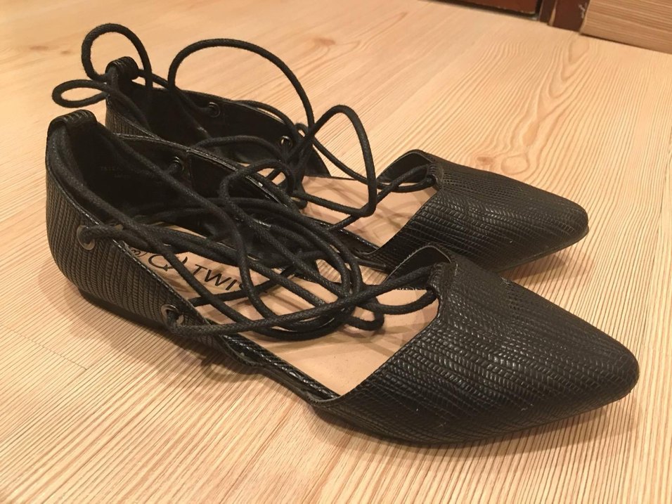 Siyah Yılan Desenli Bağcıklı Stiletto Sandalet - Görsel 3