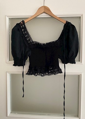 Dantelli Siyah Gotik Kadın Bluz
