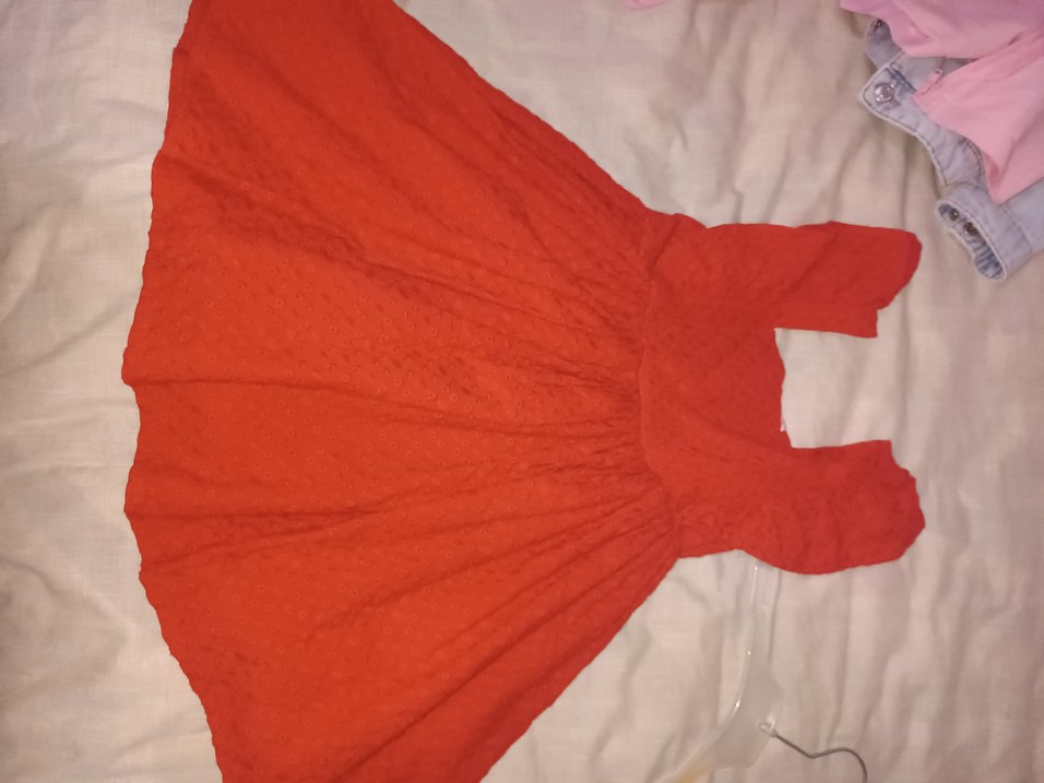 kırmızı kız çocuk elbisesi kurdaleli - Görsel 4