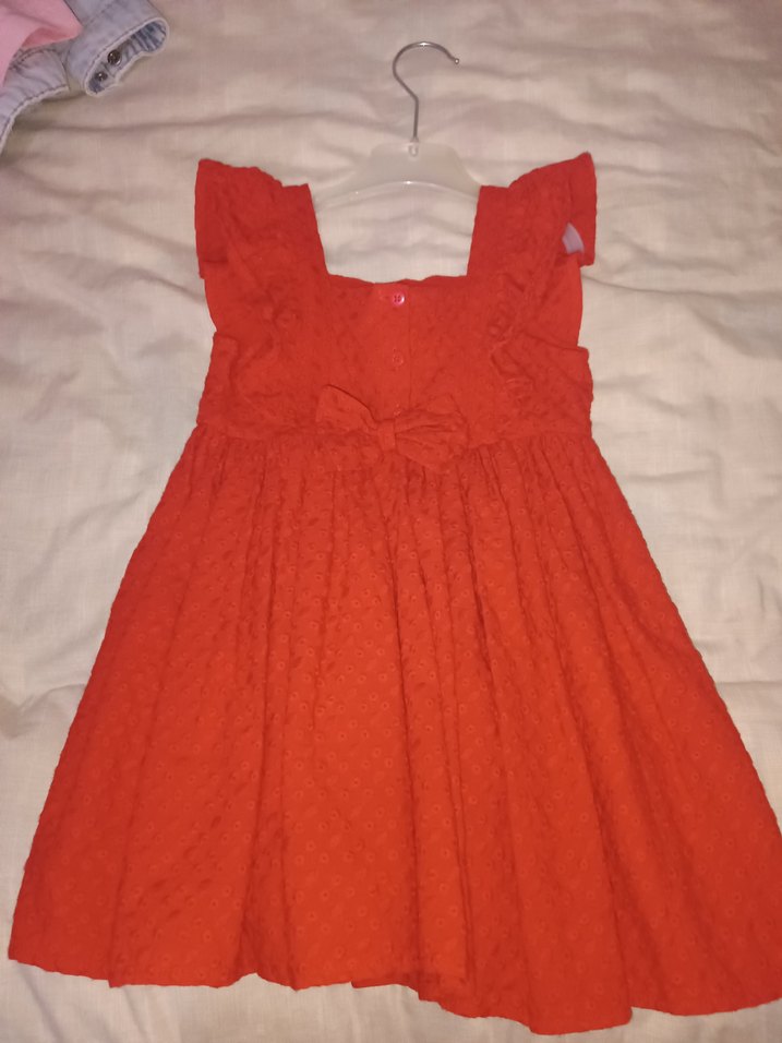 kırmızı kız çocuk elbisesi kurdaleli - Görsel 2