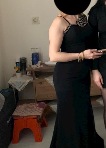 Siyah Taşlı Abiye Elbise - Görsel 2