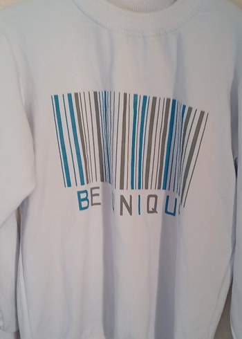 Baskılı Beyaz Pamuklu sweatshirt