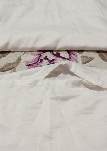 İşlemeli Parlak Beyaz Nevresim Takımı - Görsel 5