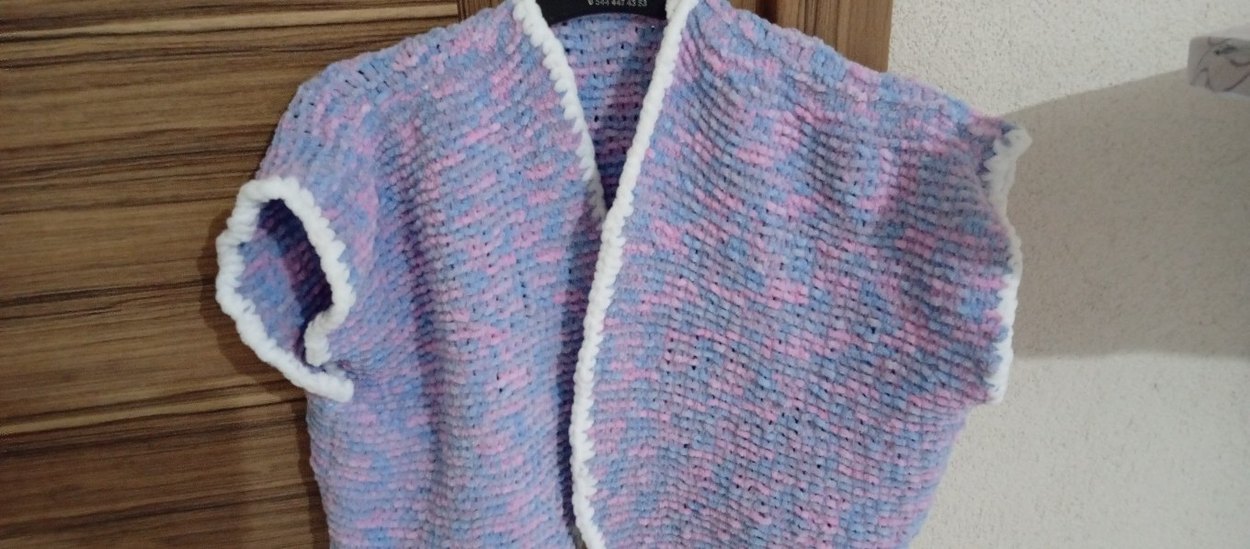 örgü kısa yelek kadife ip - Görsel 5