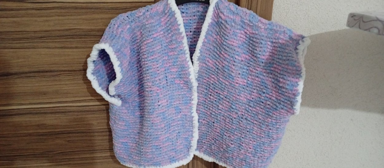 örgü kısa yelek kadife ip - Görsel 4