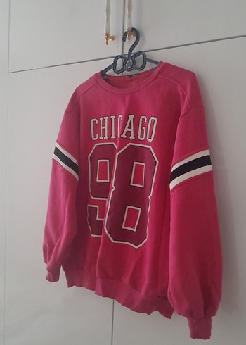 s Beden Pembe Baskılı Kadın Sweatshirt