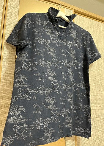 Düğmeli Lacivert Desenli Erkek Polo Tişört - Görsel 2