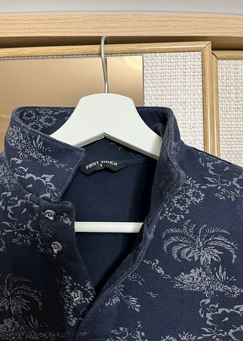 Düğmeli Lacivert Desenli Erkek Polo Tişört - Görsel 4