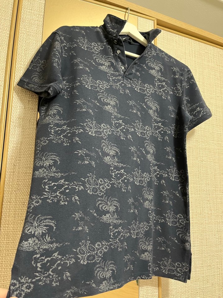 Düğmeli Lacivert Desenli Erkek Polo Tişört - Görsel 2