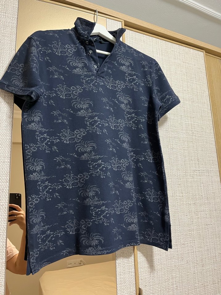 Düğmeli Lacivert Desenli Erkek Polo Tişört - Görsel 3