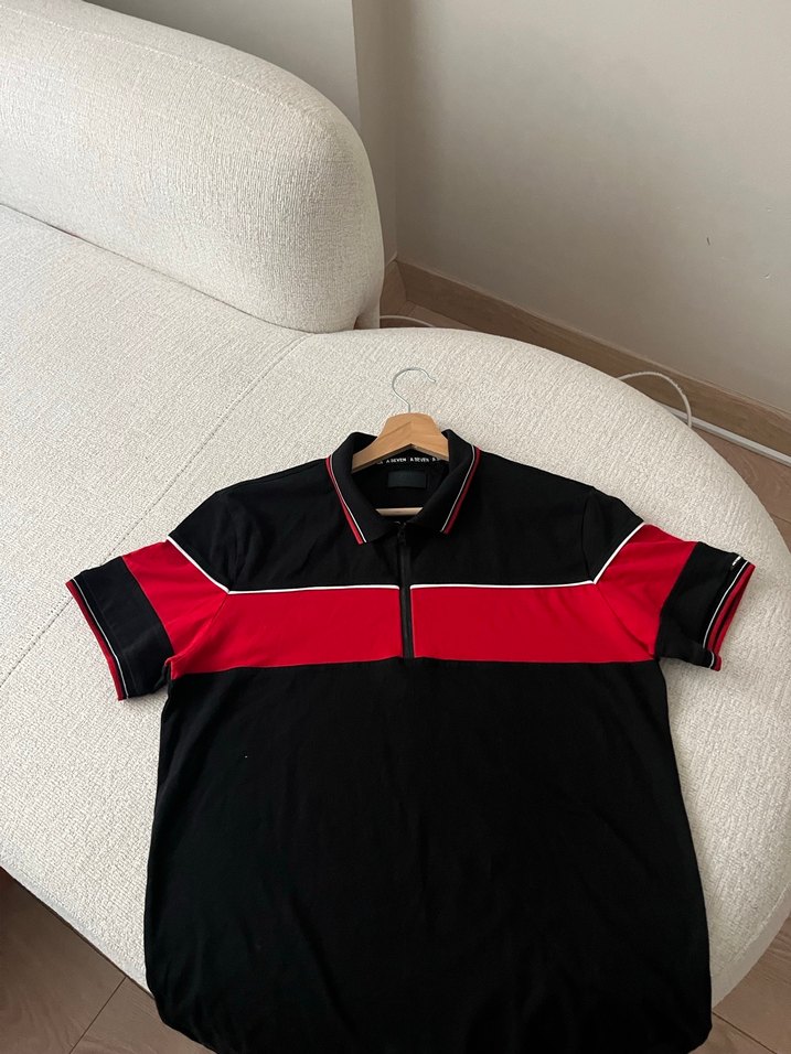 Kırmızı-Siyah Baskılı Erkek Polo Tişört - Görsel 3