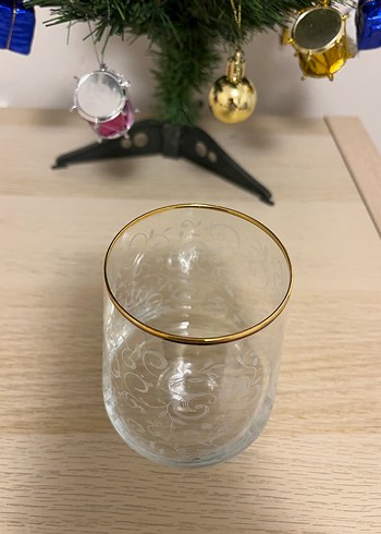 Altın Detaylı İşlemeli Cam Bardak 6lı - Görsel 5