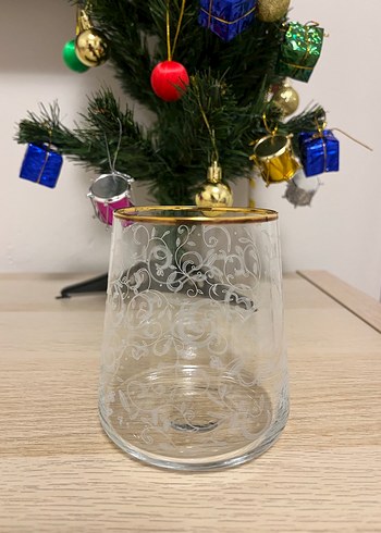 Altın Detaylı İşlemeli Cam Bardak 6lı - Görsel 2