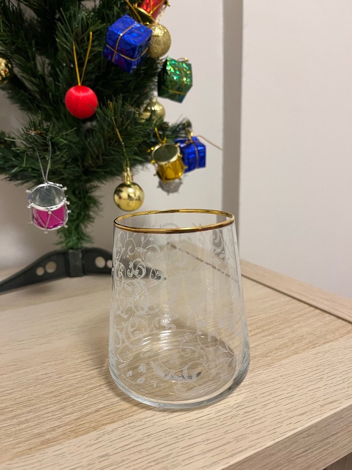 Altın Detaylı İşlemeli Cam Bardak 6lı - Görsel 4