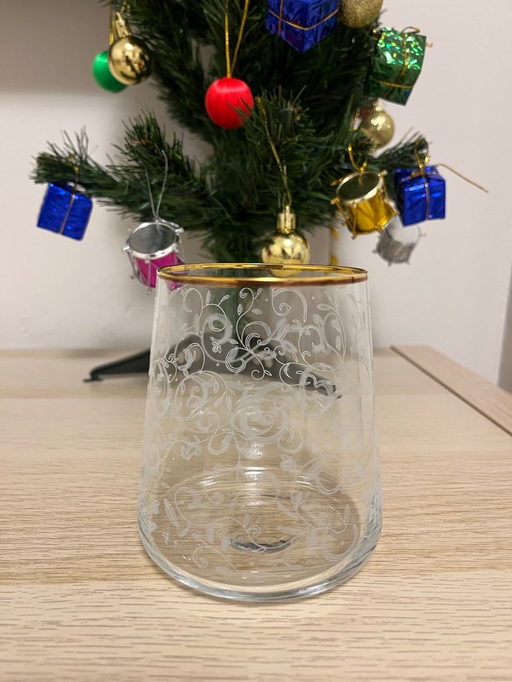 Altın Detaylı İşlemeli Cam Bardak 6lı - Görsel 2