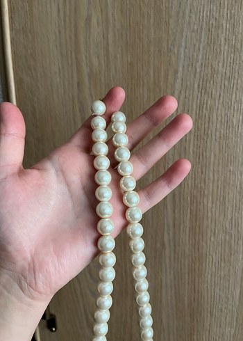 Beyaz Boncuklu Midi Boy Bohem Kadın Kolye - Görsel 2