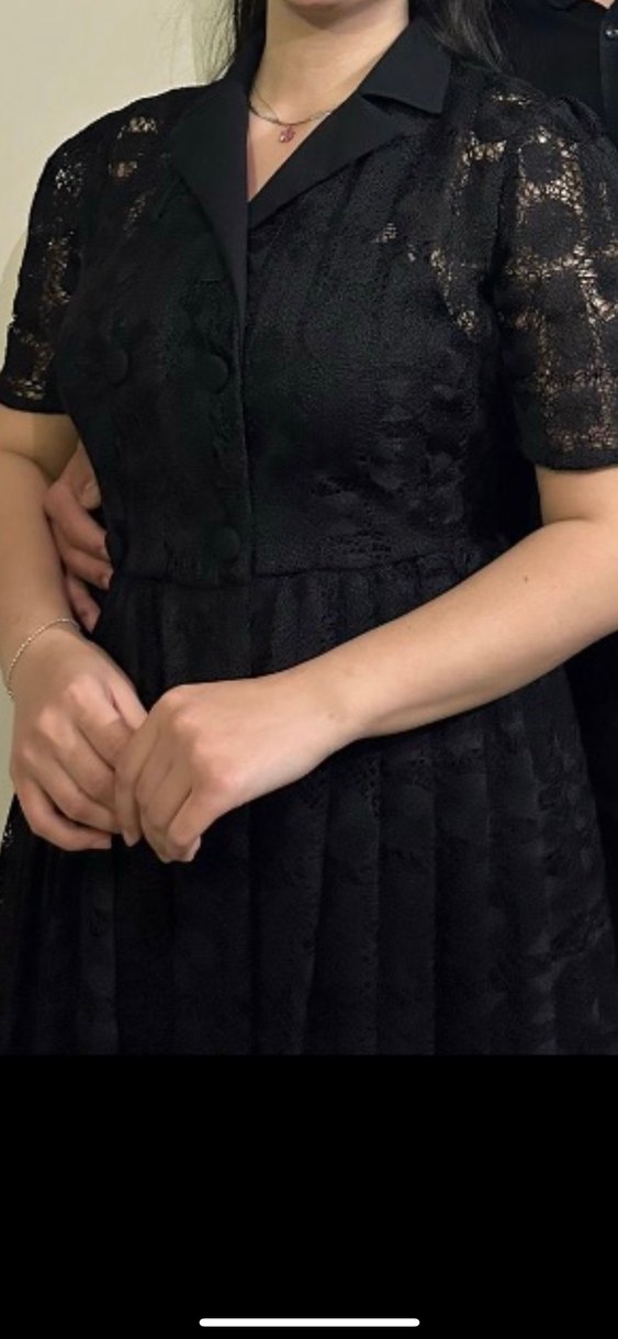 Siyah Dantel Midi Gotik Elbise - Görsel 2