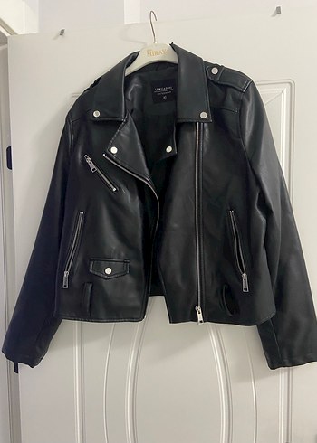 Siyah Biker Deri Ceket