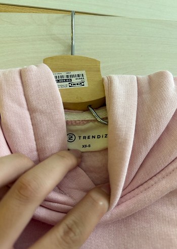 s Beden Pembe Kapüşonlu Sweatshirt