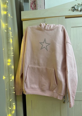 Pembe Kapüşonlu Sweatshirt