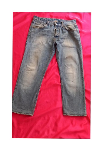 Erkek Mavi Bağlama Desenli Bol Kesim Jean