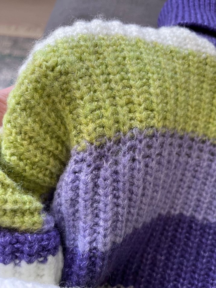 Mor Çizgili Balıkçı Yaka Örgü Kadın Kazak - Görsel 5