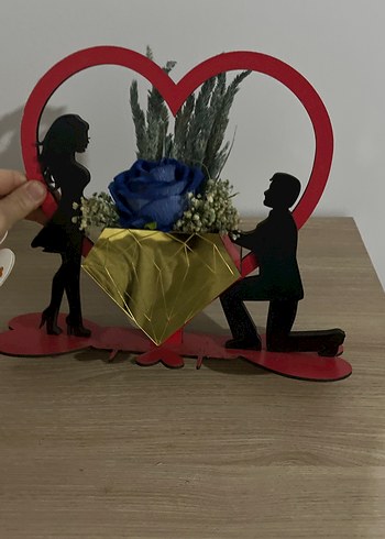 Mavi Gül ve Kalp Figürlü Dekoratif Biblo - Görsel 6