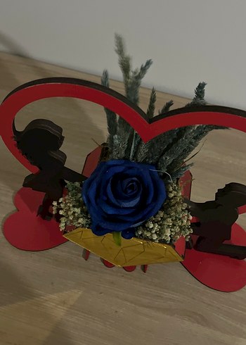 Mavi Gül ve Kalp Figürlü Dekoratif Biblo - Görsel 4