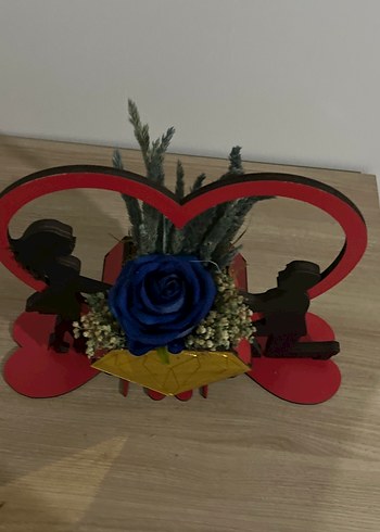 Mavi Gül ve Kalp Figürlü Dekoratif Biblo - Görsel 5