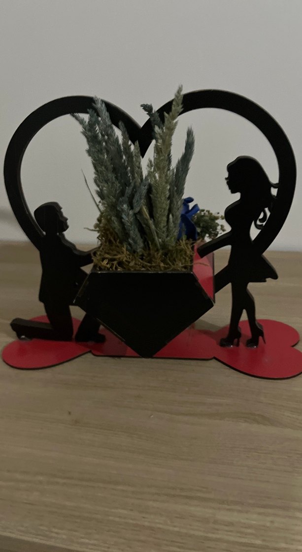 Mavi Gül ve Kalp Figürlü Dekoratif Biblo - Görsel 2