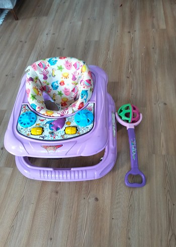 Renkli Desenli Mor Bebek Yürüteci