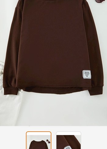 Kahverengi Rahat Kesim Kadın Sweatshirt