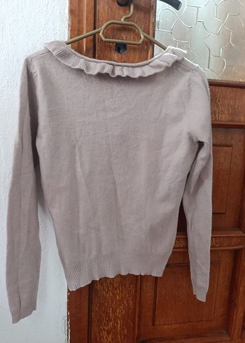 Bej Kadın Uzun Kollu Fırfırlı Triko - Görsel 2