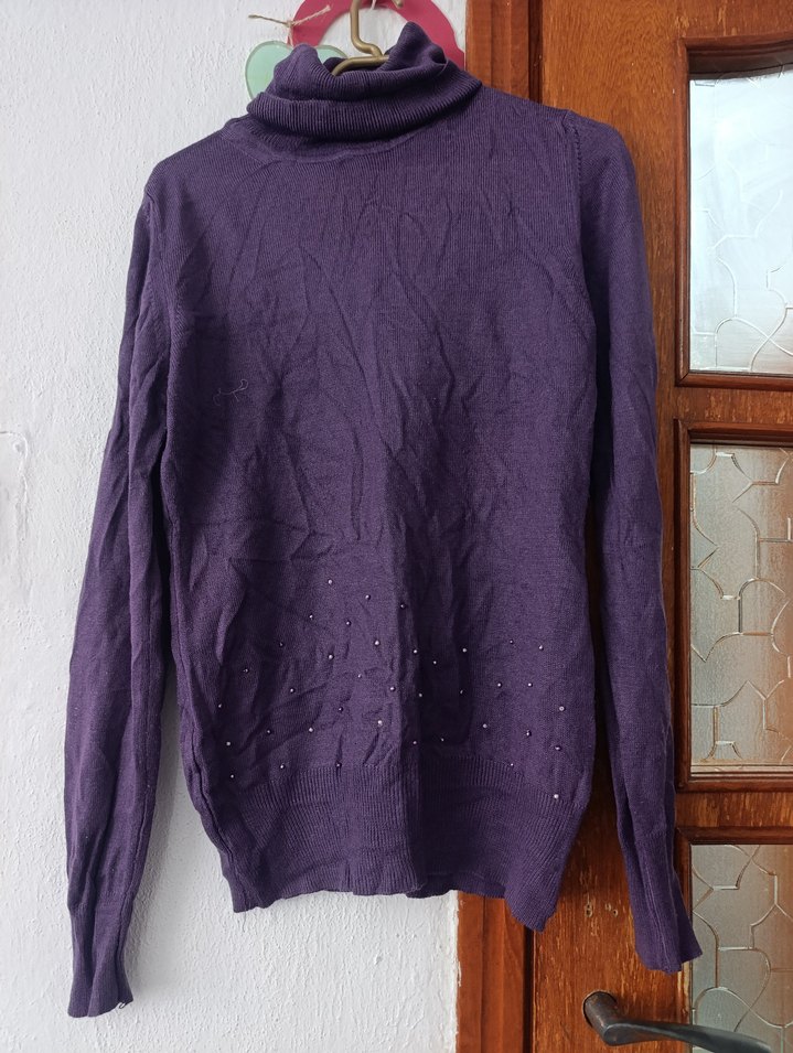 Mor Balıkçı Yaka Örgü Kadın Kazak - Görsel 2