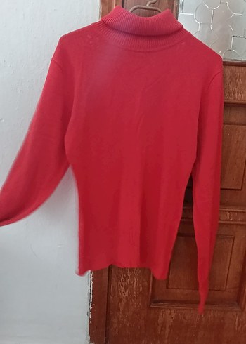 Kırmızı Balıkçı Yaka Kadın Kazak - Görsel 2